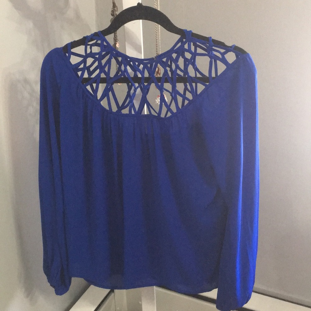 Lattice yoke long sleeve top